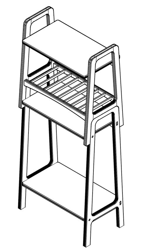 Phuyu stool with lower shelf