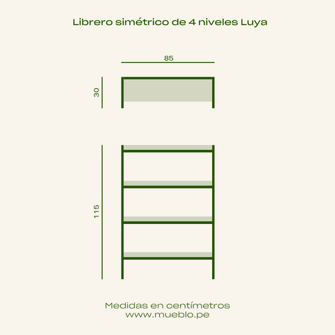 Luya 4-tier symmetrical bookcase
