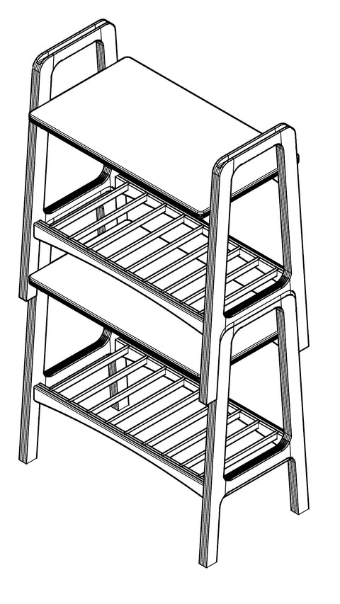 Phuyu stool with lower shelf